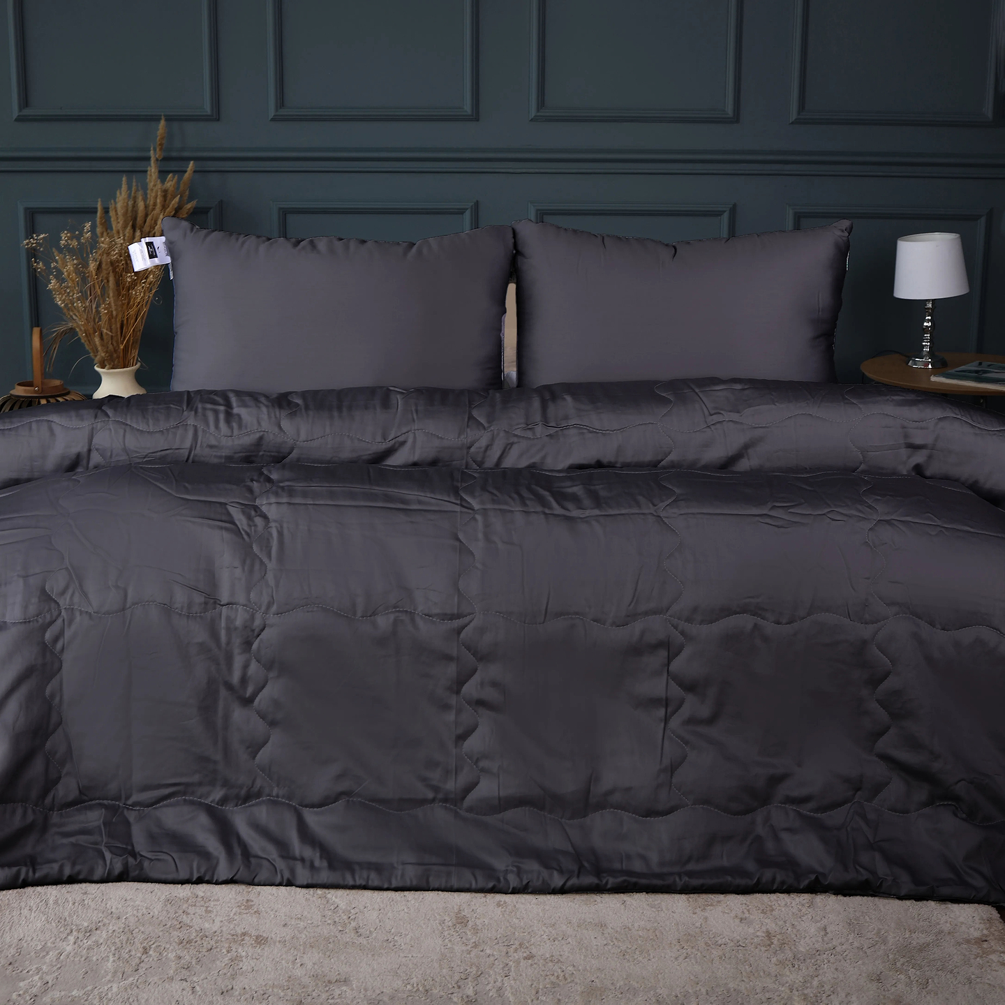 Ковдра дитяча літо MirSon №2984 110х140 Line Satin Premium 0240 Iron grey Eco-Soft + 2 наволочки 50х70 (2200010975444)